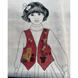 VTG Dream spinners Cranston Child's Vest Posies & Pets Fabric Panel Cut And Sew